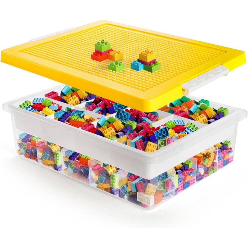 Stackable Craft Organizer Bin with 30 Compartments & Building Baseplate