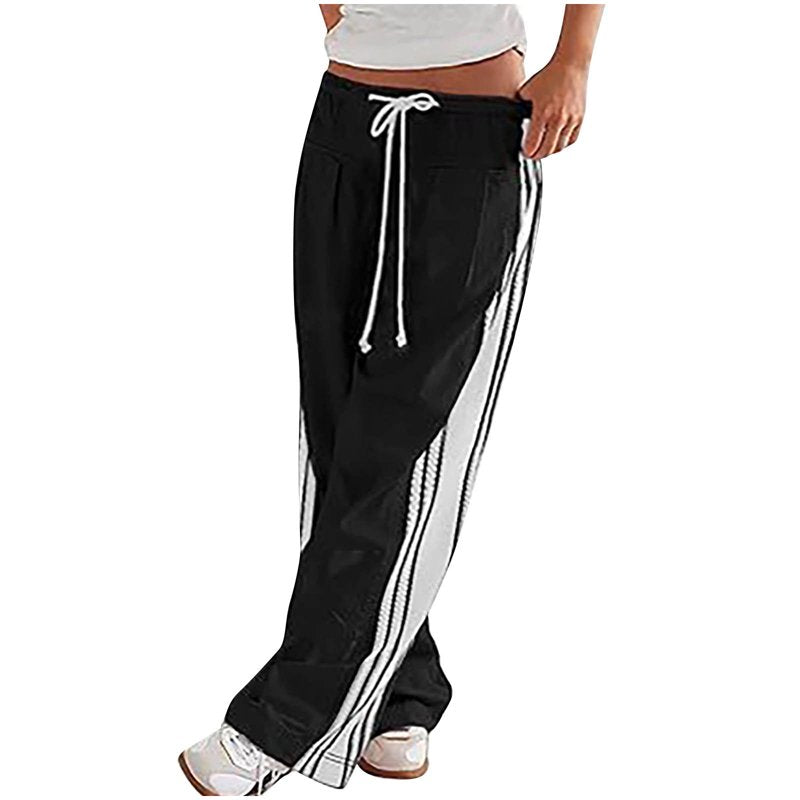 Wide Leg Palazzo Pants for Women with Pockets and Drawstring Waist
