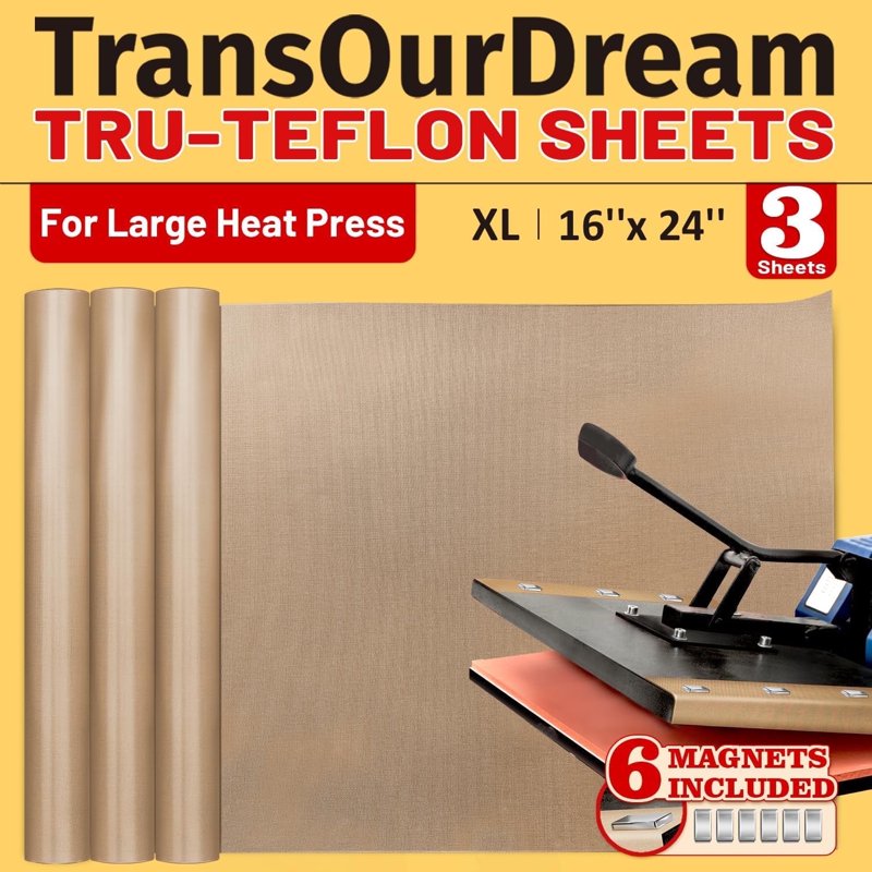 XL 16x24 Inch PTFE Teflon Sheets for Heat Transfer Sublimation & Crafting