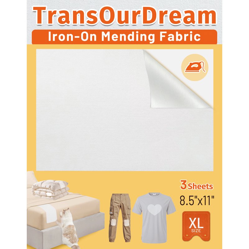 Extra Large Iron On Fabric Patches for Clothing Repair - 3 Pack 8.5x11 Inches