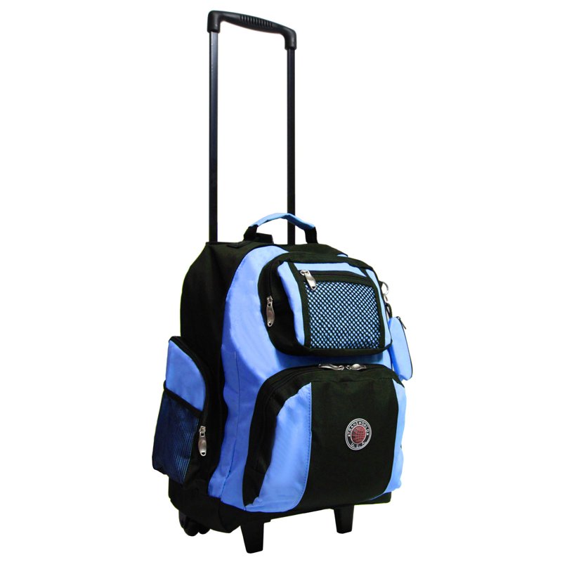22-Inch Carry-On Rolling Backpack with Multiple Pockets and Durable Polyester