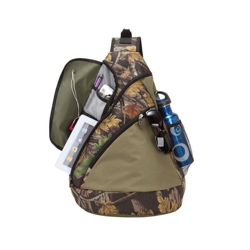 Unisex Camouflage Sling Backpack with Water Bottle Holder & Tablet Sleeve