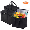 Insulated Reusable Grocery Shopping Bags 3 Pack - Collapsible, Hot & Cold Food Transport