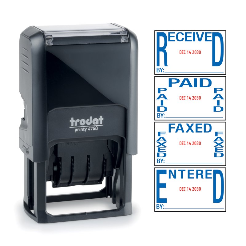 Self-Inking Date Stamp 5-in-1 with Interchangeable Messages, 1 x 1.63 in.