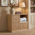 3-Drawer File Cabinet with Charging Station and Pull-Out Printer Stand - Natural Wood Finish
