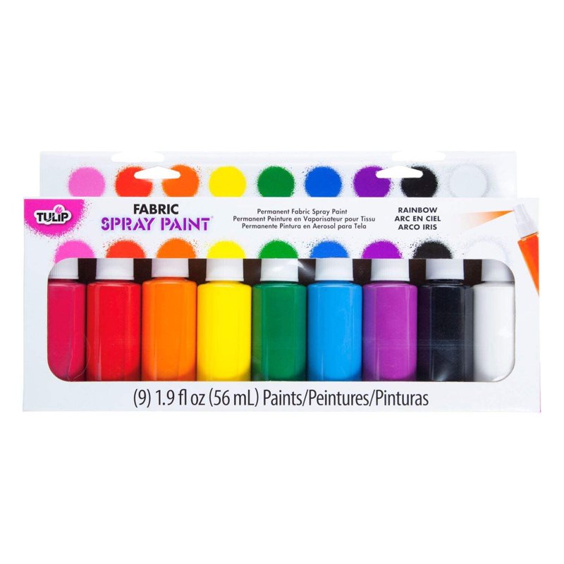 Rainbow Fabric Spray Paint 9-Pack - Permanent, Washable, Eco-Friendly