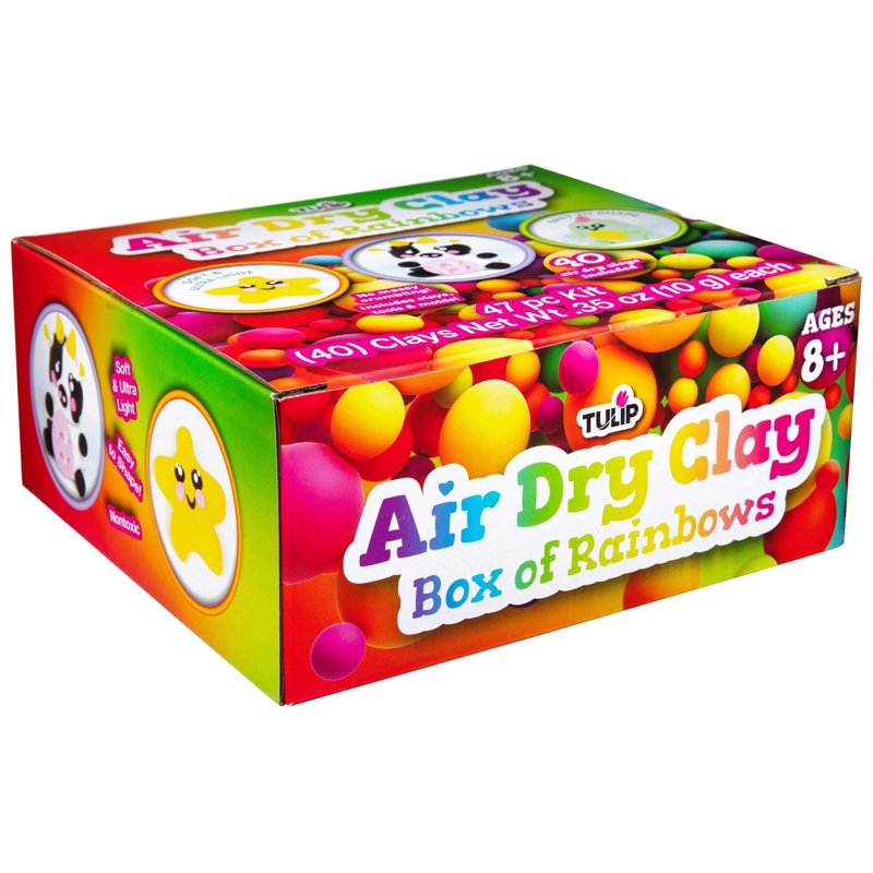 Rainbow Air Dry Clay Set with Molds & Sculpting Tools - 40 Pack Kids Art Kit
