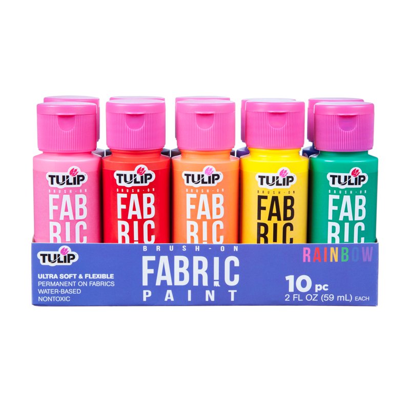 Fabric Paint Set 10 Colors - Rainbow & Neon Liquid Paint for DIY Crafts & Clothing