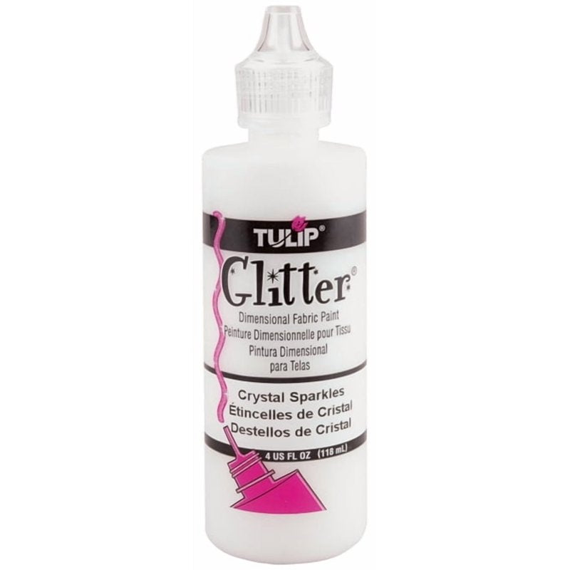 Glitter Crystal Fabric Paint - Dimensional, Permanent & Washable Craft Paint 4 fl oz