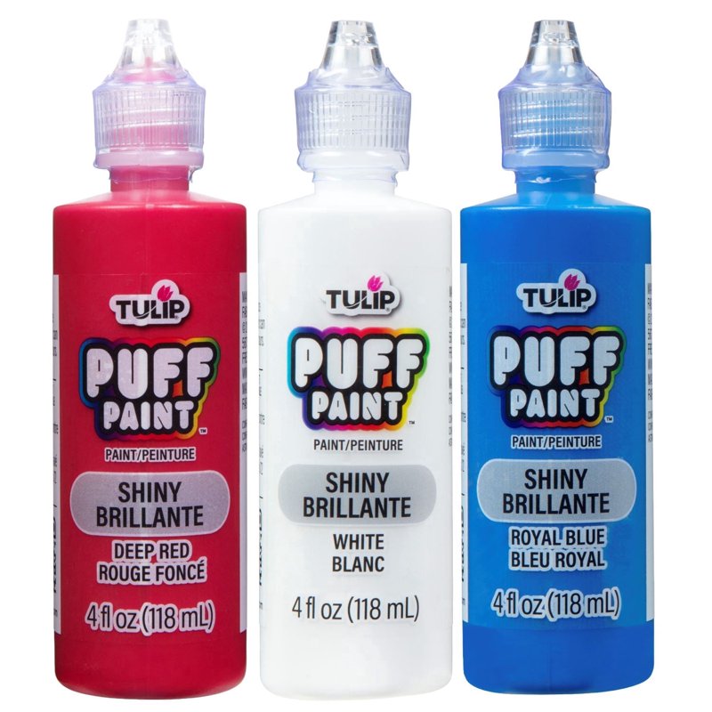 Patriotic Puff Paint Set - Shiny 3-Pack for Fabric & Craft Projects