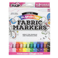 Rainbow Fine Tip Fabric Markers 12-Pack for DIY Clothing & Textile Art