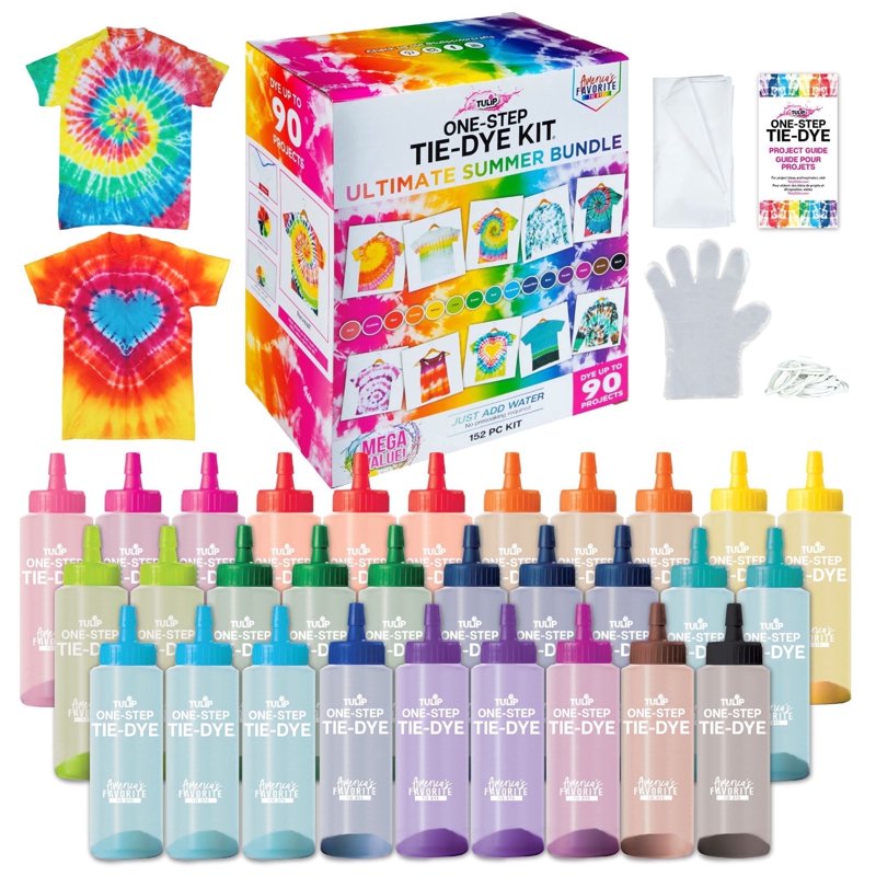 Tie-Dye Kit with 30 Vibrant Dyes & Accessories - Rainbow Summer Bundle