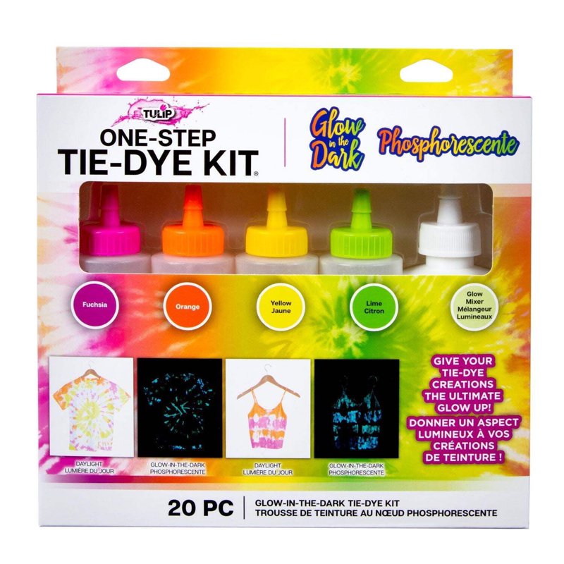 Glow-in-the-Dark Tie Dye Kit with Neon Colors, Easy One-Step Design