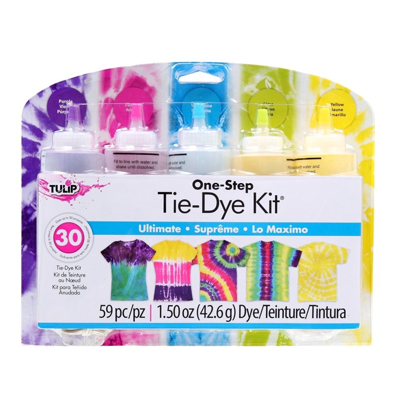 Vibrant Tie-Dye Kit with 5 Colors for Fabric Dyeing - One-Step Set for T-Shirts & More