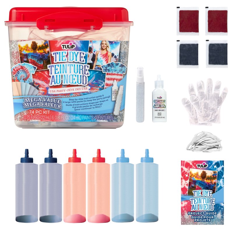 Patriotic Tie-Dye Kit for 4th of July & Memorial Day - 74-Piece Set with Colors & Accessories