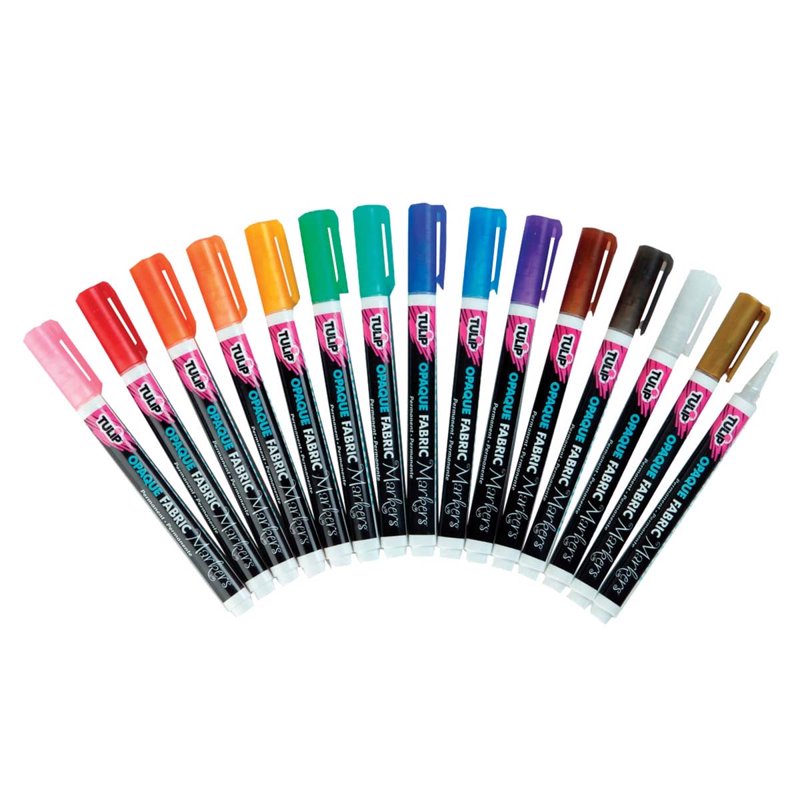 Fabric Markers Set of 15 - Permanent No-Bleed Markers for Light & Dark Textiles