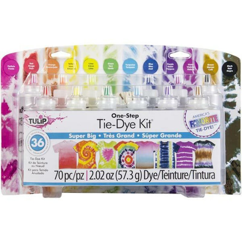Tie-Dye Kit for Clothing and Fabrics - 12 Colors, 36 Projects, Easy One-Step Process