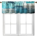 Modern Abstract Kitchen Valance Curtains - Turquoise Grey Window Treatment 18x52 inches