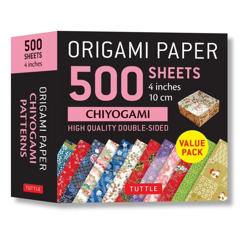 Origami Paper Pack - 500 Sheets 4x4 Inch Double Sided Chiyogami Patterns
