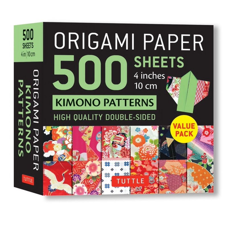 Double-Sided Origami Paper Pack with Colorful Kimono Patterns - 500 Sheets