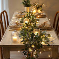 Twinkling Tree Light Garland with Warm White LED & Artificial Olive Leaves, Battery Operated Indoor Outdoor Decor
