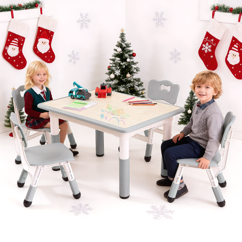 Kids Adjustable Table and Chair Set for Learning & Play - Graffiti Desktop, Non-Slip Legs