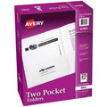 Two Pocket Folder Set - Holds Up to 40 Sheets - White - Pack Options