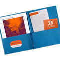 Blue Two Pocket Folders with 3 Prong Fasteners - Pack of 25