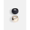 Two-Tone Bubble Rings Set - Gold and Black Sculptural Jewelry for Women