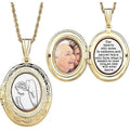 Two-Tone Memorial Angel Gold-Plated Locket Necklace 20" Pendant