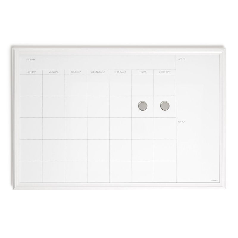 Magnetic Dry Erase Calendar Whiteboard with Wood Frame - 30x20 Inches