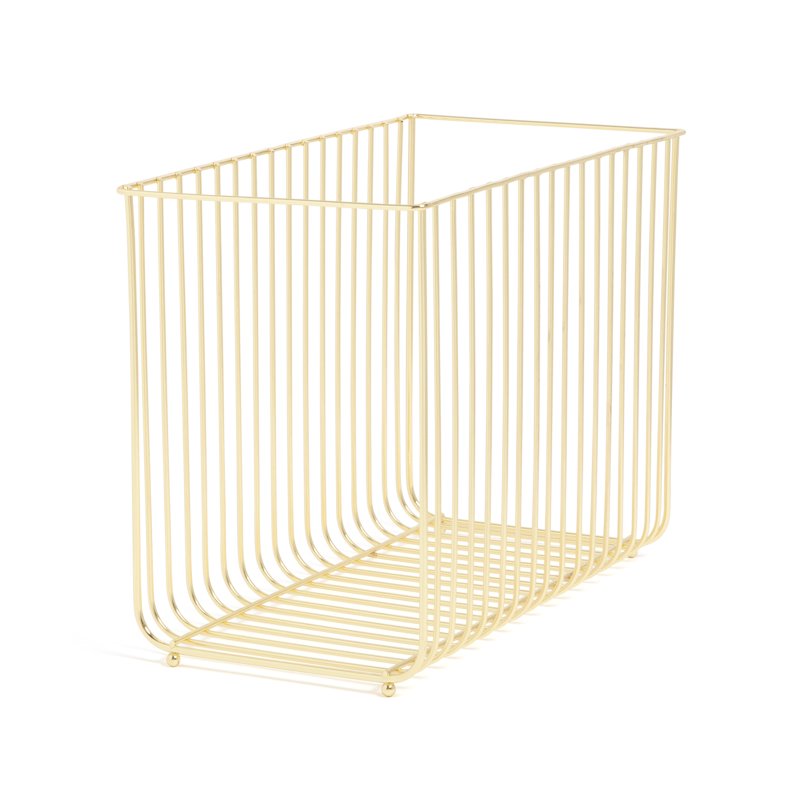 Gold Metal Hanging File Basket for Office & Home Organization - 9.2x12.4x6.1 Inches