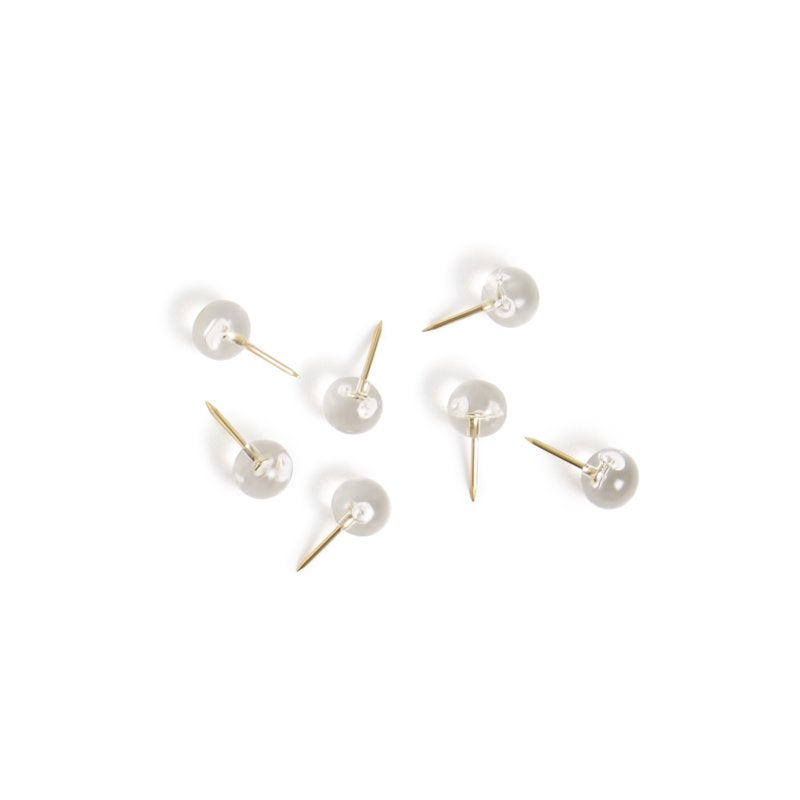 Clear Sphere Push Pins with Gold Finish - 100 Pack for Office & Home