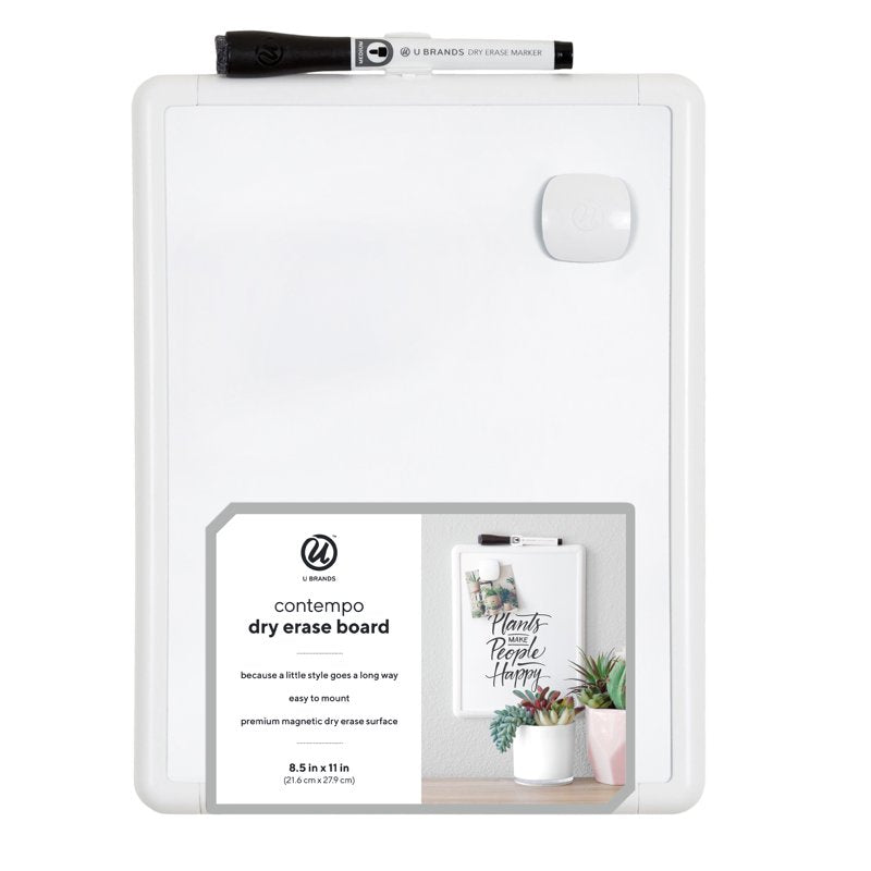Magnetic Dry-Erase Whiteboard 8.5x11 Inches with Plastic Frame — Office & Home Use