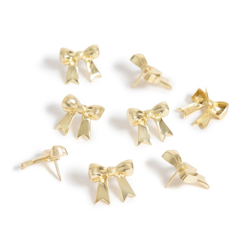 Gold Ribbon Push Pins Set of 8 for Bulletin Boards and Corkboards