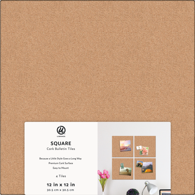 12x12 Cork Bulletin Board Tiles - Frameless Reversible Office & Home Decor Set