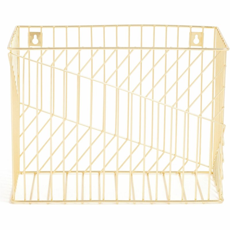 Gold Hanging File Basket for Office & Desk Organization