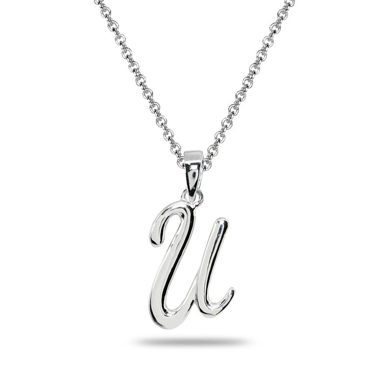 Personalized Sterling Silver Letter Pendant Necklace - Custom Initial Jewelry