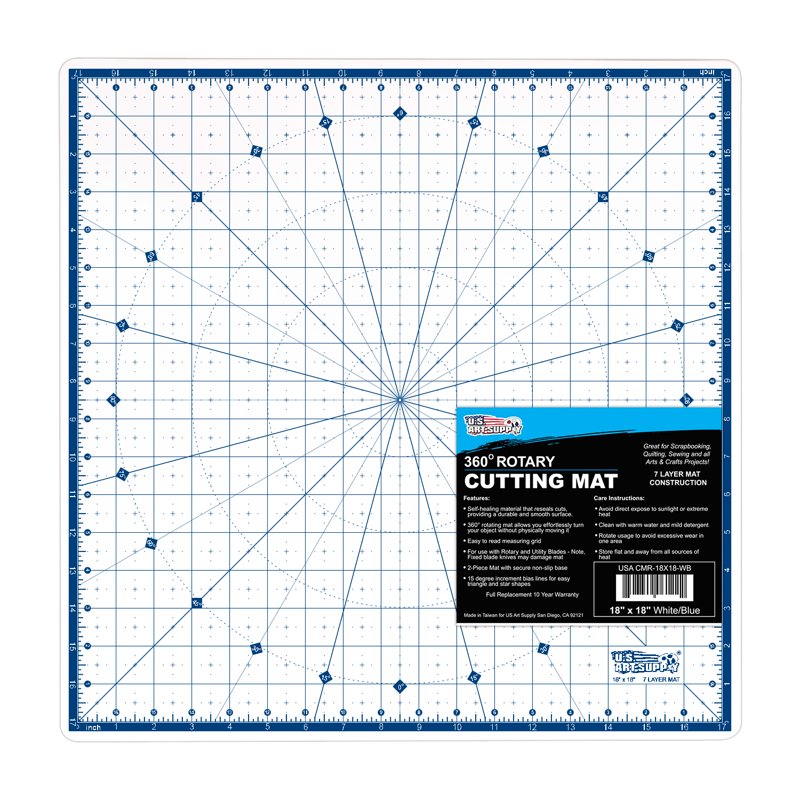 Self-Healing 18x18 Craft Cutting Mat with Rotating Surface - Non-Slip Quilting and Sewing Mat
