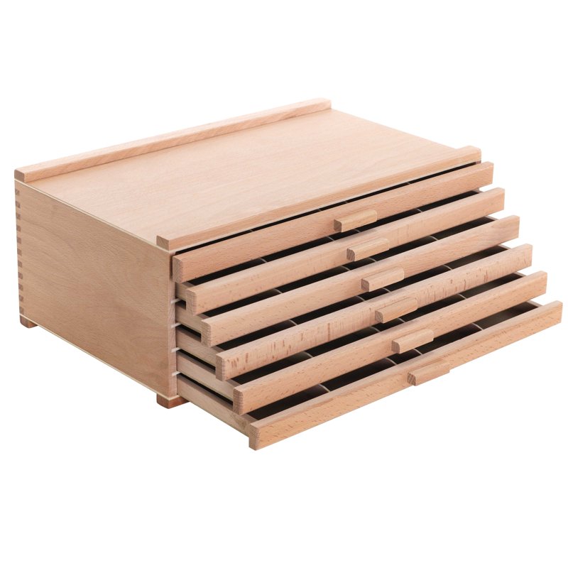 Wooden Pastel and Art Supply Storage Box with 6 Drawers