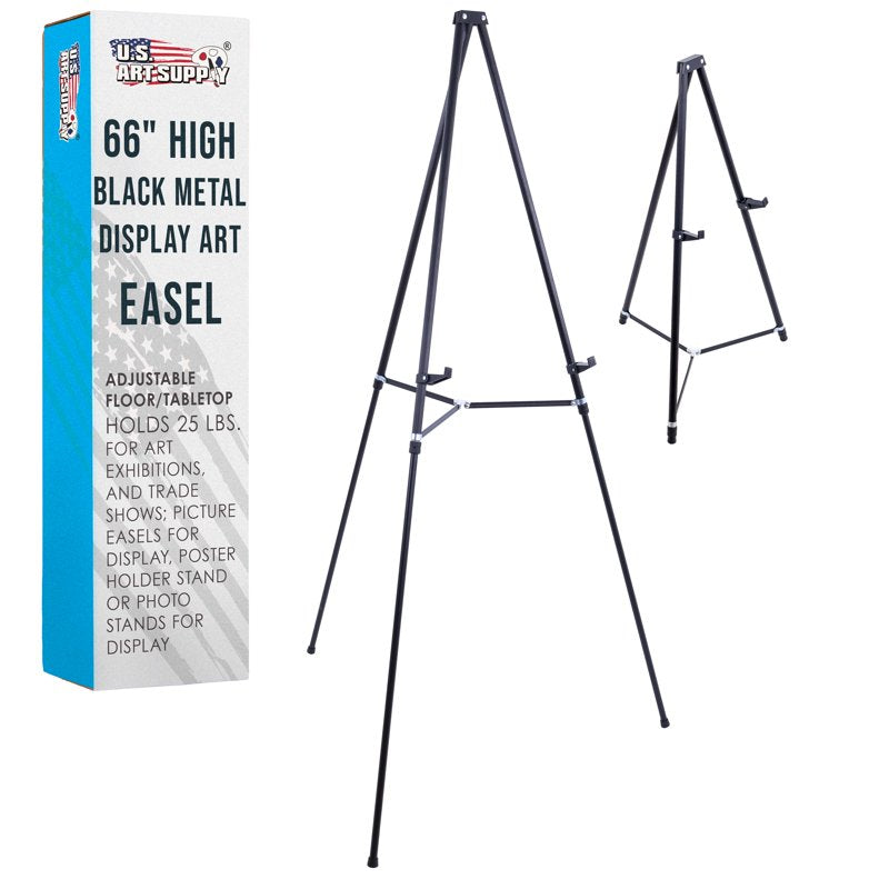 Adjustable 66-Inch Black Aluminum Display Easel for Art Signs & Posters