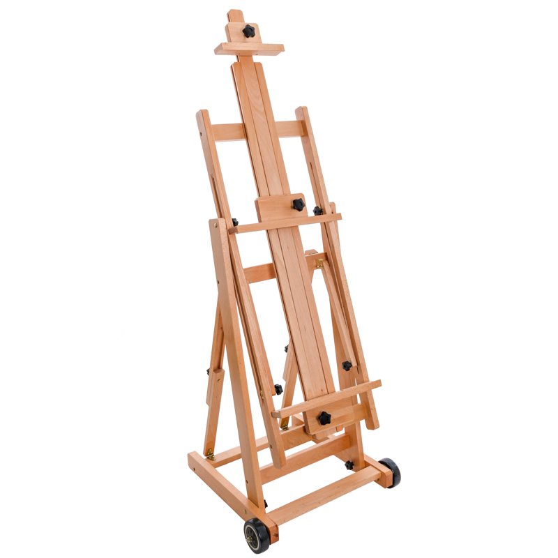 Large Wooden Studio Artist Easel - Adjustable H-Frame Floor Easel for Painting