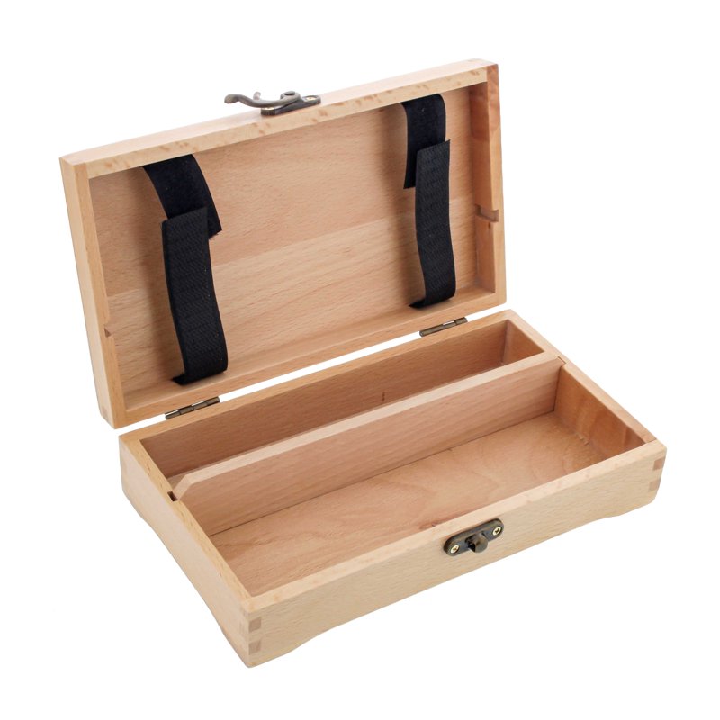 Art Supply Wooden Tool and Brush Storage Box with Locking Clasps - Portable Organizer for Pencils and Supplies