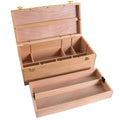 Art Supply Wooden Tool Storage Box with Removable Tray & Locking Clamps