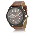 Men's Analog Digital Watch with Brown Strap - Black Quartz Sport Watch