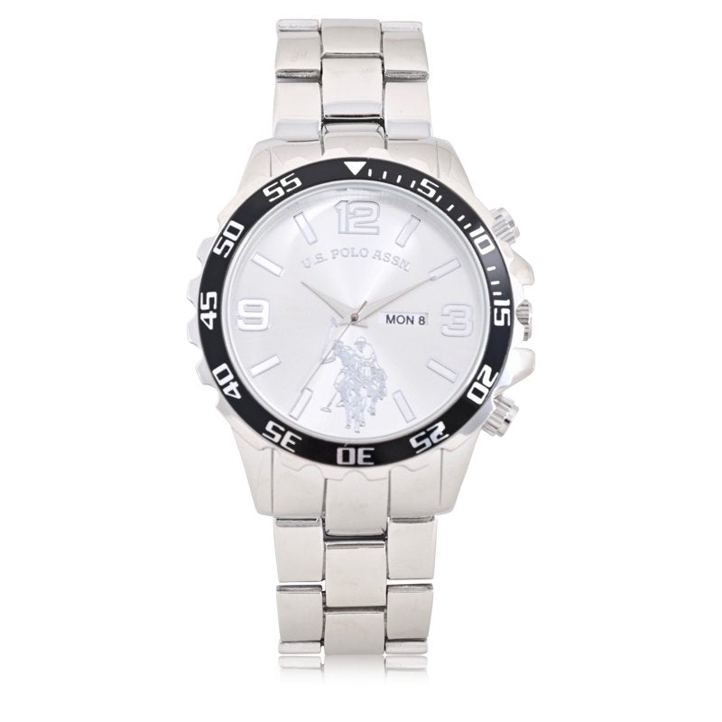 Men's Silver Analog Watch with Sports Bezel - One Size