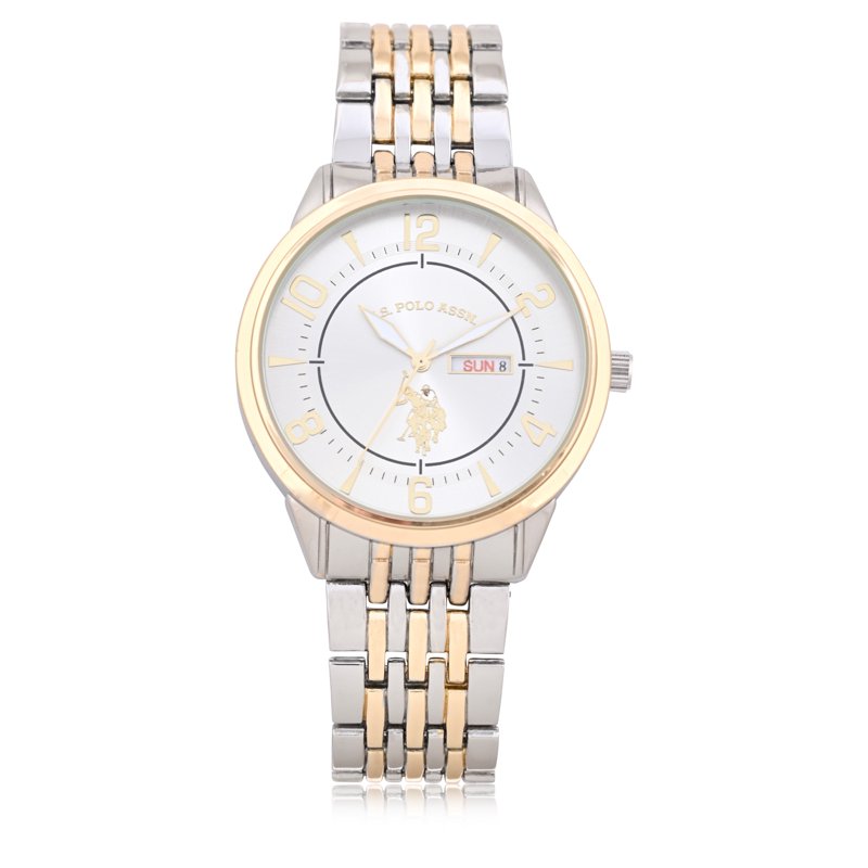 Men's Two-Tone Silver and Gold Analog Watch with Round Dial