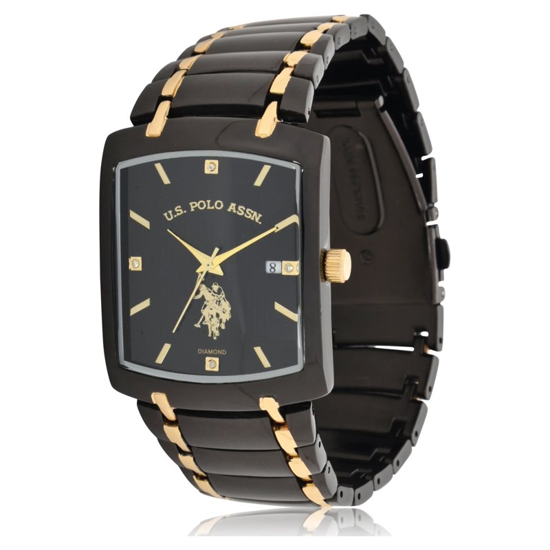 Men's Analog Watch with Brick Dial and Diamond Accents, Silicone Strap