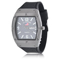 Men's Analog Watch with Gun Metal Case and Black Silicone Strap