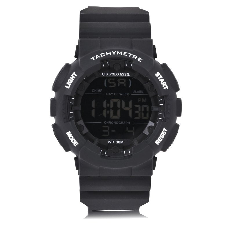 Men's Digital Tachymeter Watch - Black Quartz Sport Watch for Men